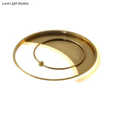Minimalist Metal Round Led Semi Flush Mount Ceiling Lamp In Gold – Warm/White/3 Color Light