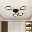 Minimalist Metal Semi Flush Mounted Ceiling Lamp Black Led With 4 Adjustable Heads