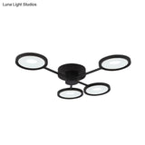Minimalist Metal Semi Flush Mounted Ceiling Lamp Black Led With 4 Adjustable Heads