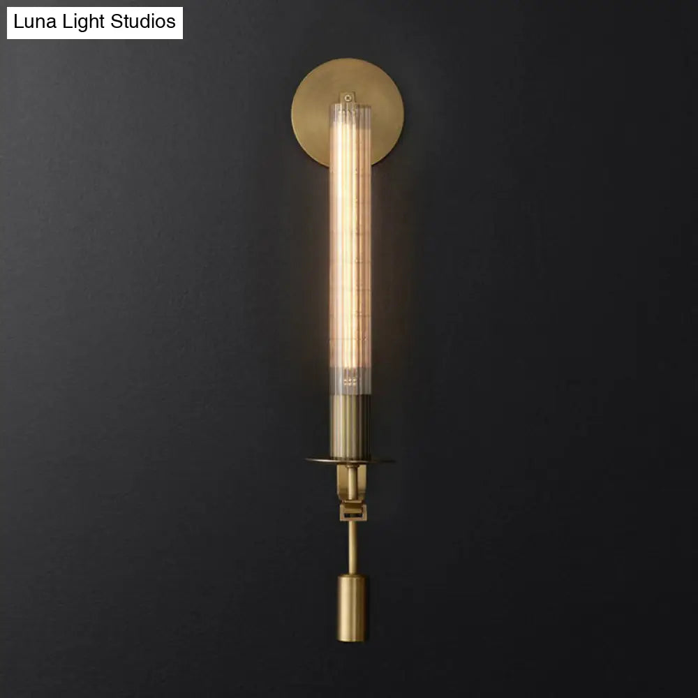 Minimalist Metal Tube Bathroom Wall Mount Light | 1/2-Head Brass/Black/Chrome Sconce Fixture