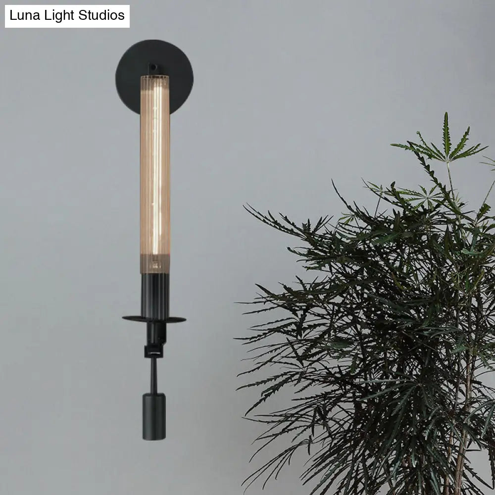 Minimalist Metal Tube Bathroom Wall Mount Light | 1/2-Head Brass/Black/Chrome Sconce Fixture