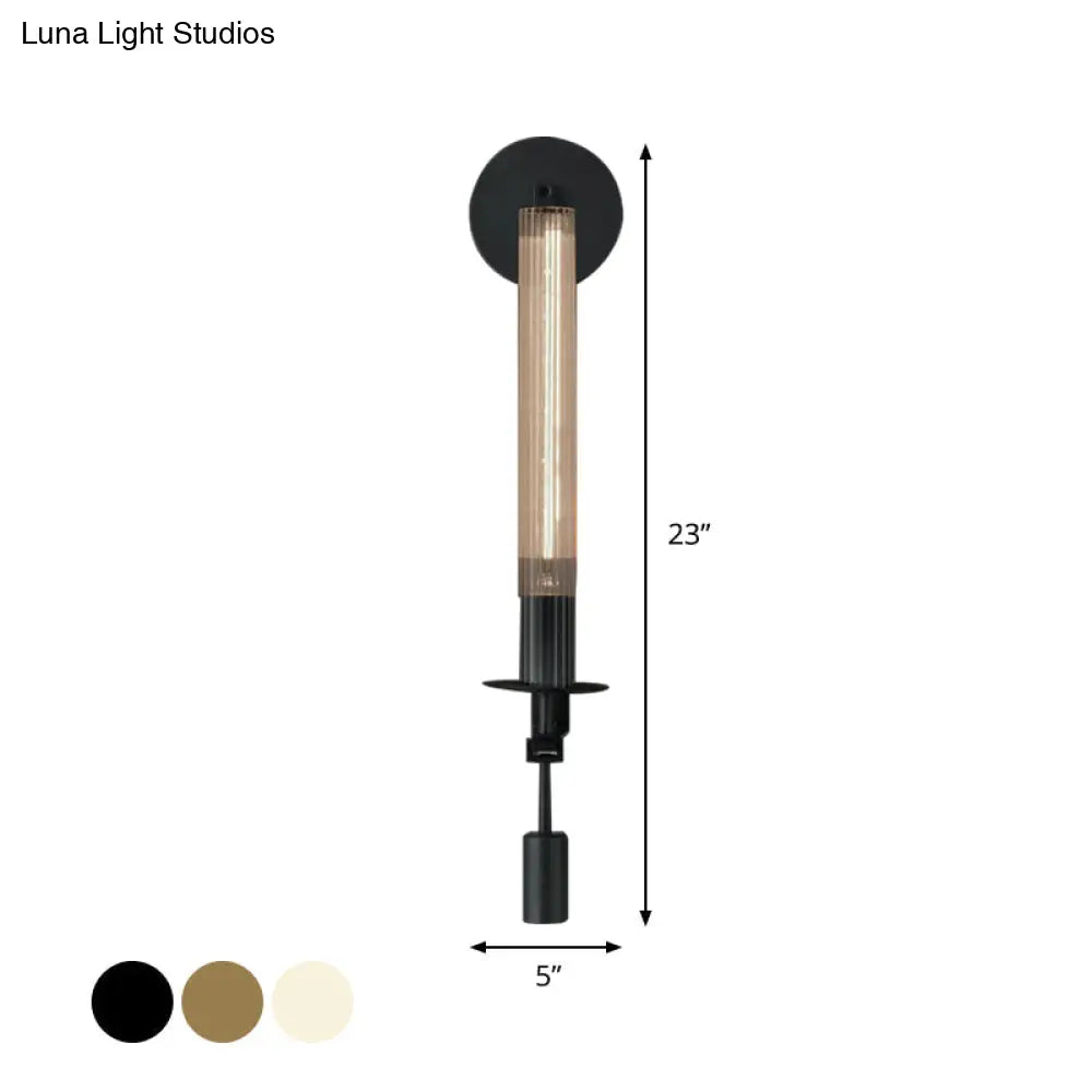 Minimalist Metal Tube Bathroom Wall Mount Light | 1/2-Head Brass/Black/Chrome Sconce Fixture