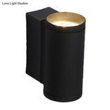 Minimalist Metal Wall Mounted Lamp: Tubular Black Led Sconce Light In Blue/Red/Green