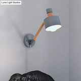 Minimalist Metal Wall Sconce Grey Lighting For Living Room - 5.5/6/7 With 1 Head