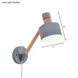 Minimalist Metal Wall Sconce Grey Lighting For Living Room - 5.5/6/7 With 1 Head