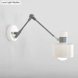 Minimalist Metal Wall Sconce Grey Lighting For Living Room - 5.5/6/7 With 1 Head