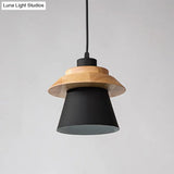 Minimalist Metal & Wooden Pendant Light Fixture For Dining Room - Down Lighting