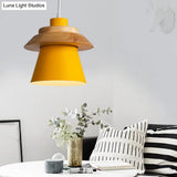 Minimalist Metal & Wooden Pendant Light Fixture For Dining Room - Down Lighting
