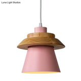 Minimalist Metal & Wooden Pendant Light Fixture For Dining Room - Down Lighting