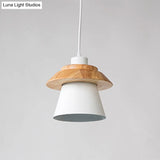Minimalist Metal & Wooden Pendant Light Fixture For Dining Room - Down Lighting
