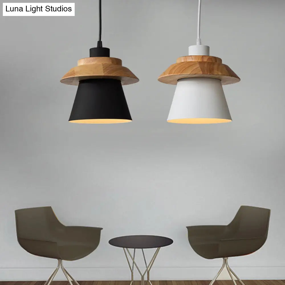 Minimalist Metal & Wooden Pendant Light Fixture For Dining Room - Down Lighting