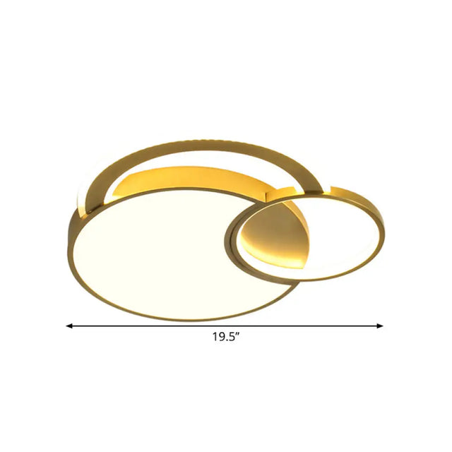 Minimalist Metallic Circle Led Ceiling Lamp In Warm/White Light 16/19.5 Width - Gold Flush Mount