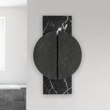 Minimalist Metallic Circle Wall Lamp With Led Sconce - Black/White Rectangle Marble Backplate