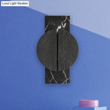 Minimalist Metallic Circle Wall Lamp With Led Sconce - Black/White Rectangle Marble Backplate