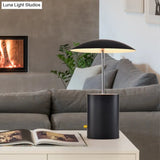 Minimalist Metallic Desk Light - Duckbill & Cylinder 1 Bulb Table Lamp (White/Black Finish) With