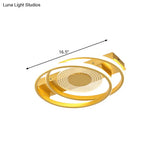 Minimalist Metallic Dual Ring Led Gold Flush Mount Ceiling Lamp - 16.5’/20.5’ Wide Warm/White Light