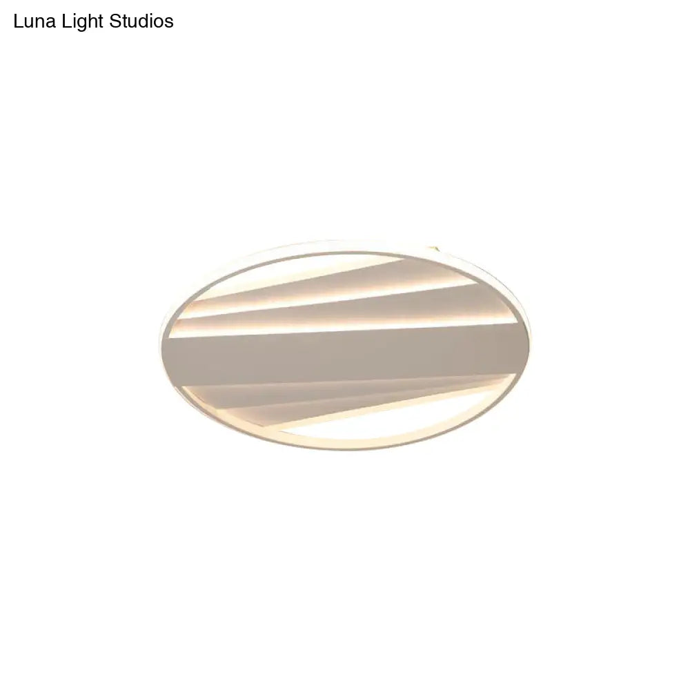 Minimalist Metallic Flush Mount Light Fixture In Warm/White Led 16’/19.5’ W
