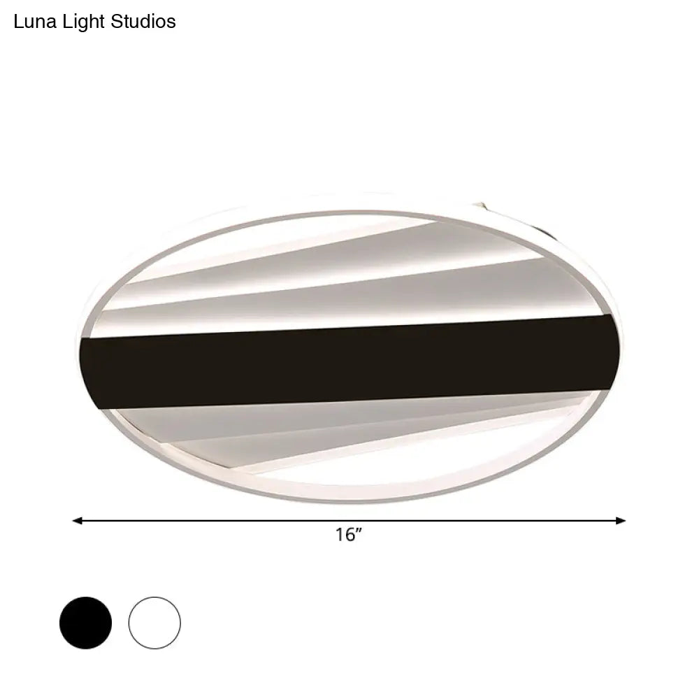 Minimalist Metallic Flush Mount Light Fixture In Warm/White Led 16’/19.5’ W