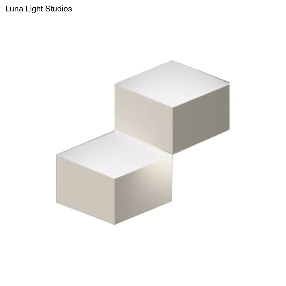 Minimalist Metallic Geometric Wall Mount Light: Cubic Shape 1/2-Light White Lamp For Corridor