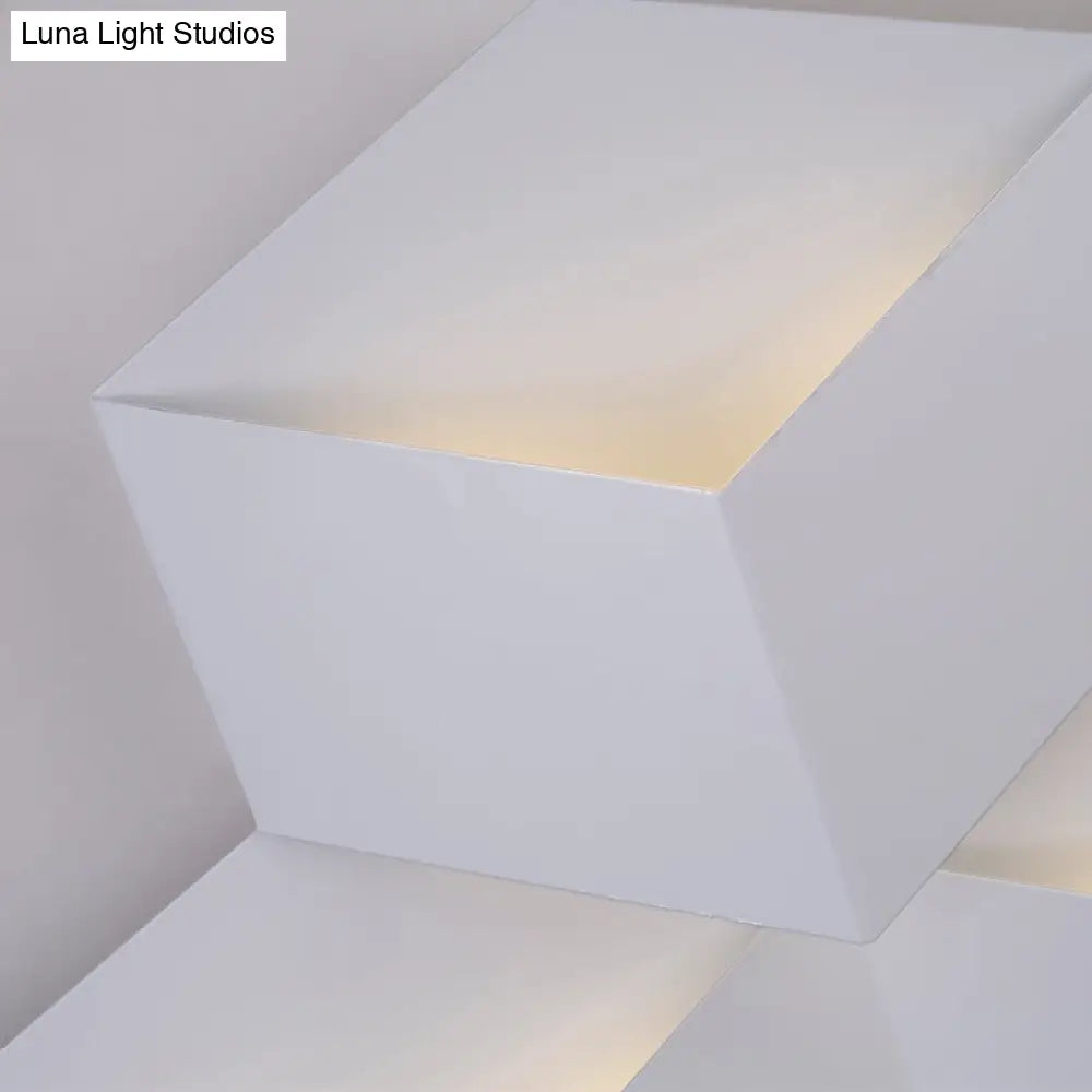 Minimalist Metallic Geometric Wall Mount Light: Cubic Shape 1/2-Light White Lamp For Corridor