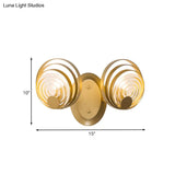 Minimalist Metallic Gold Swirling Wall Sconce - Elegant 1/2-Light Round Lighting Idea