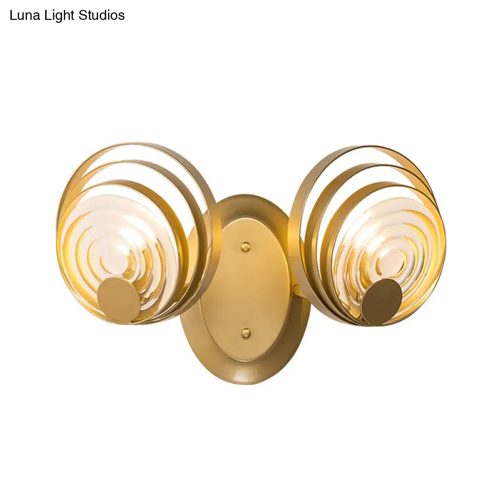 Minimalist Metallic Gold Swirling Wall Sconce - Elegant 1/2-Light Round Lighting Idea