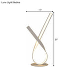 Minimalist Metallic Led Bedside Lamp - Ribbon Symbol Task Light White