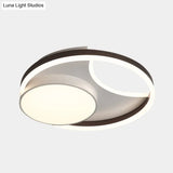 Minimalist Metallic Led Ceiling Mounted Flushmount Lighting In Coffee For Bedroom - 16.5’/20.5’ Wide