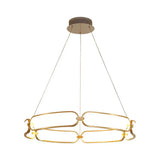 Modern Metallic Led Chandelier For Great Room - Golden Circle Pendant Lighting In Warm/White Light