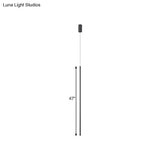 Minimalist Metallic Led Linear Pendant Lamp In Black/Gold With Warm/White Light - Suspended