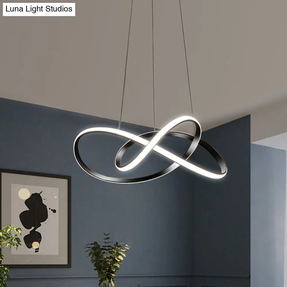 Minimalist Metallic Led Pendant Chandelier - Knotting Ceiling Light For Restaurants (Black)