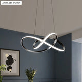 Minimalist Metallic Led Pendant Chandelier - Knotting Ceiling Light For Restaurants (Black)