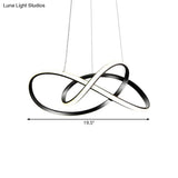 Minimalist Metallic Led Pendant Chandelier - Knotting Ceiling Light For Restaurants (Black)