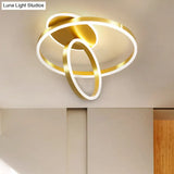 Minimalist Metallic Rings Flush Led Gold Ceiling Lamp - 18’/21.5’ W Warm/White Light