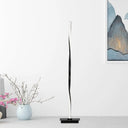 Minimalist Metallic Spiral Line Floor Reading Lamp - Black/Silver Led Stand Up Lighting In