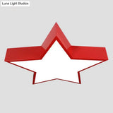 Minimalist Metallic Star Led Flush Ceiling Light For Nursery With Acrylic Shade Red / Warm
