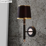 Minimalist Metallic Wall Sconce Light 1-Light Black/Flaxen For Bedroom - 16/18.5 Cone Mount Lighting