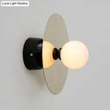 Minimalist Milk Glass Sconce Light: Single Black Wall Mount For Bedside