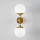 Minimalist Milky Glass 2-Light Wall Sconce - Brass Finish
