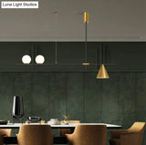 Minimalist Modern Linear Chandelier With Spherical White Glass Ceiling Light Fixture