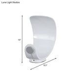 Minimalist Moon Shape Led Metallic Table Lamp With White Finish For Bedside Lighting