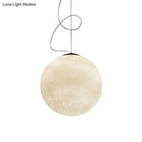 Minimalist Moon Shaped Hanging Lamp: Resin Ceiling Light In White