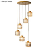 Minimalist Multiple Lamp Pendant Ceiling Light With Crystal Shade