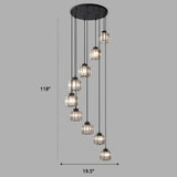 Minimalist Multiple Lamp Pendant Ceiling Light With Crystal Shade 9 / Black