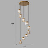 Minimalist Multiple Lamp Pendant Ceiling Light With Crystal Shade 9 / Gold