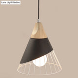 Minimalist Nordic Macaroon Hanging Light With Solid Wood Shade For Bedroom