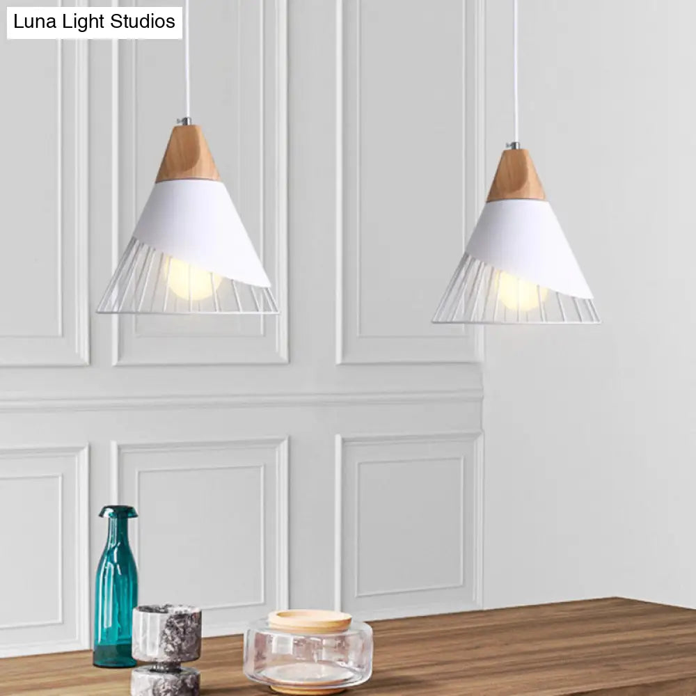 Minimalist Nordic Macaroon Hanging Light With Solid Wood Shade For Bedroom