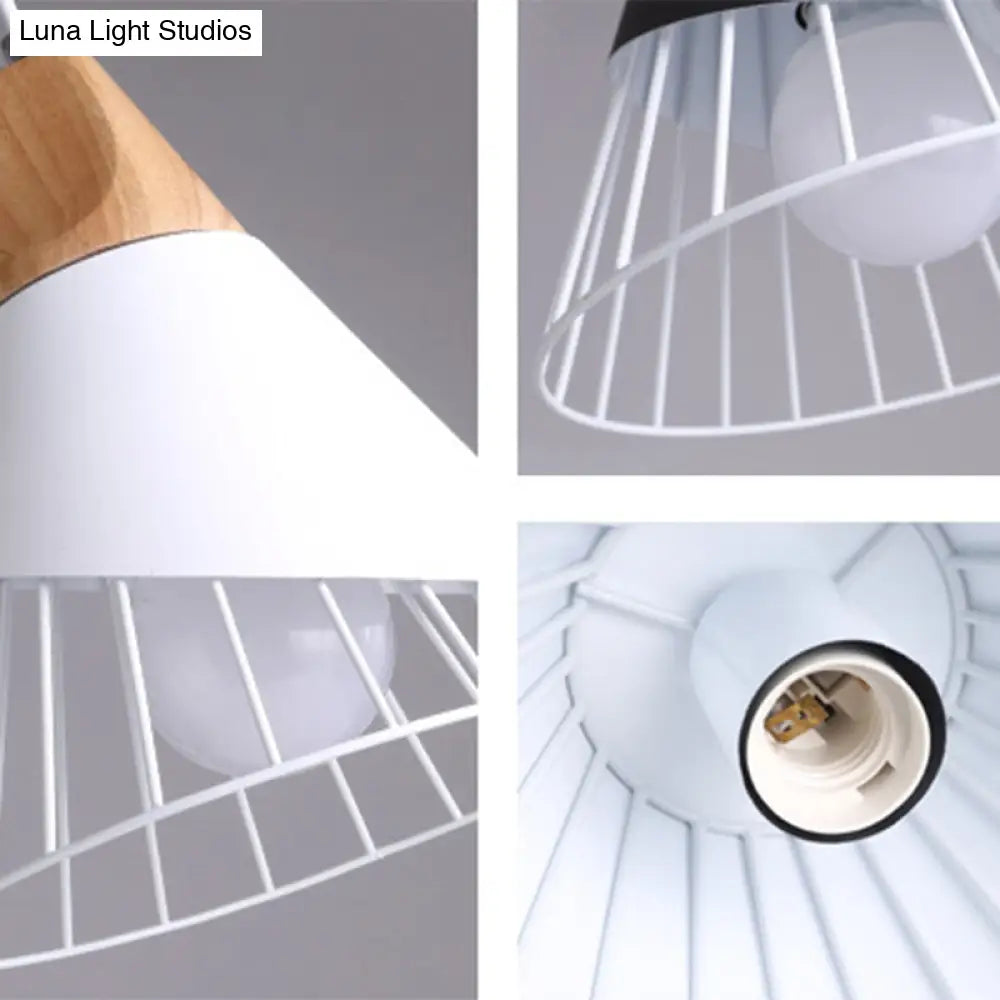 Minimalist Nordic Macaroon Hanging Light With Solid Wood Shade For Bedroom