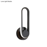 Minimalist Oblong-Ring Led Bedside Lamp In Black/White - Acrylic Shade Warm/White Light