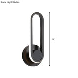 Minimalist Oblong-Ring Led Bedside Lamp In Black/White - Acrylic Shade Warm/White Light